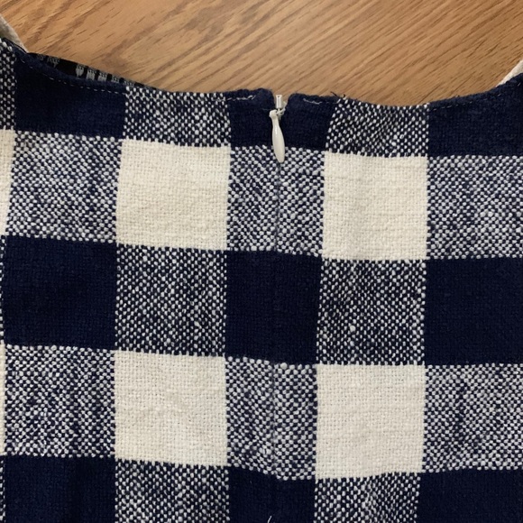 Zara Navy/Cream Gingham Linen Top Sz. M - Picture 2 of 4